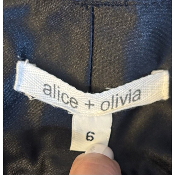 ALICE + OLIVIA Black Corduroy Pants Women 6 Slim Straight Leg Wide Waist Casual - Picture 7 of 11